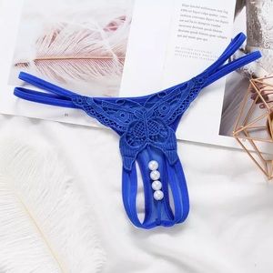 🎉 New Medium Blue Beaded Pearl Thong Panties